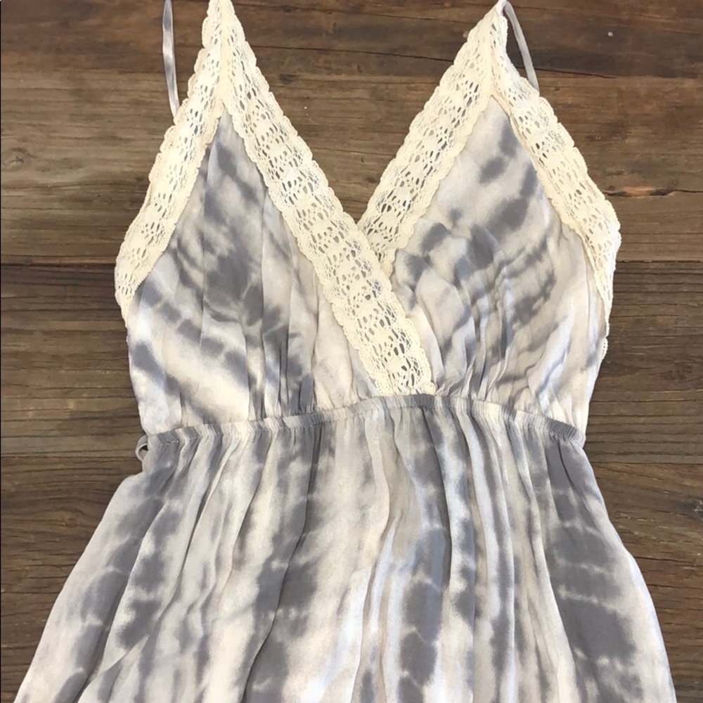 Tie die and lace maxi dress